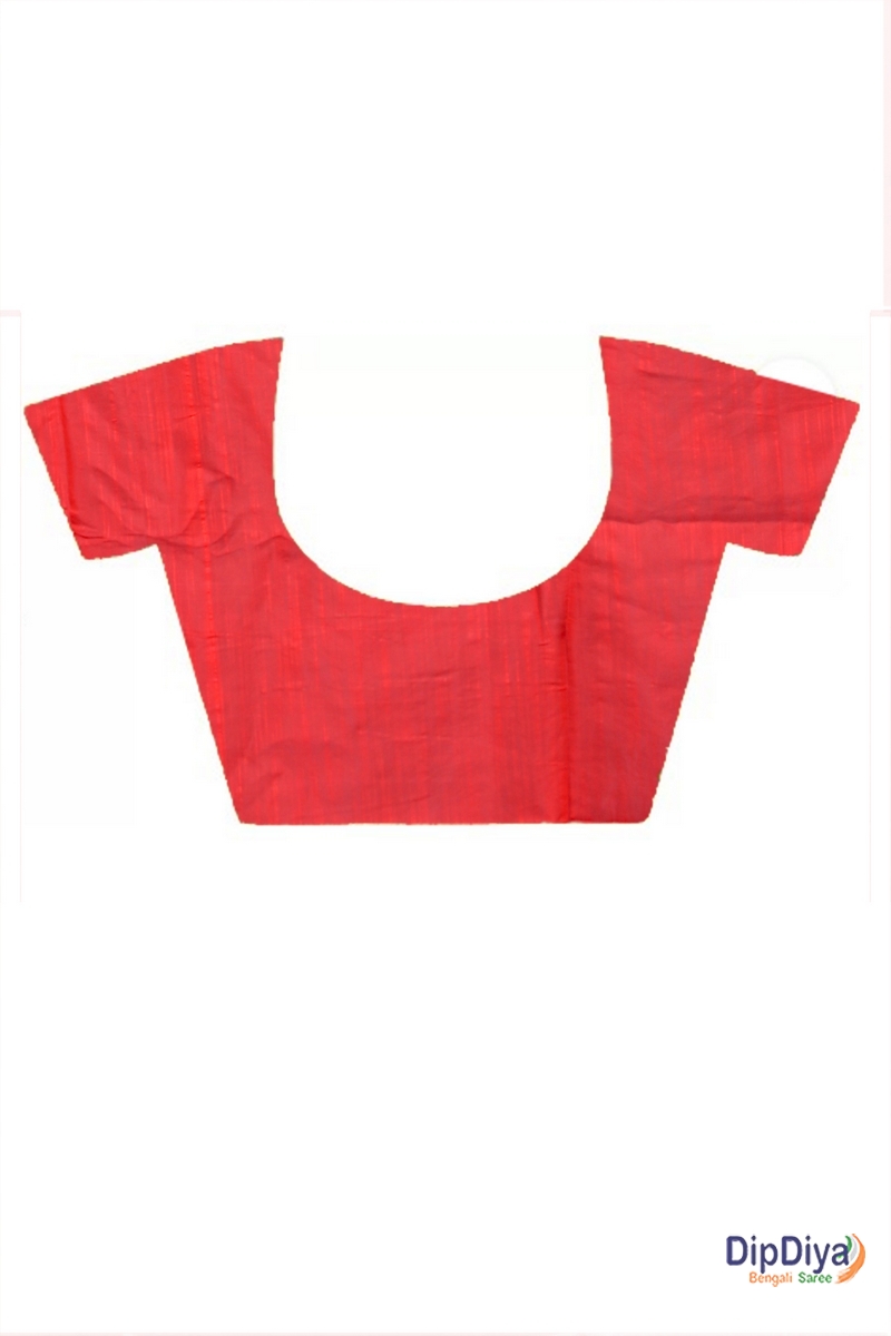 Red Cotton Blended Parija Applique Saree (318)